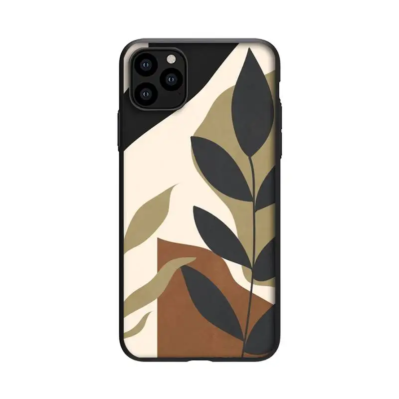 

Vintage Leaves Phone Case For Black-Iphone 5s 6 6s 7 8 11 12 X Xs Xr Pro Plus Max Mini Fundas Cover