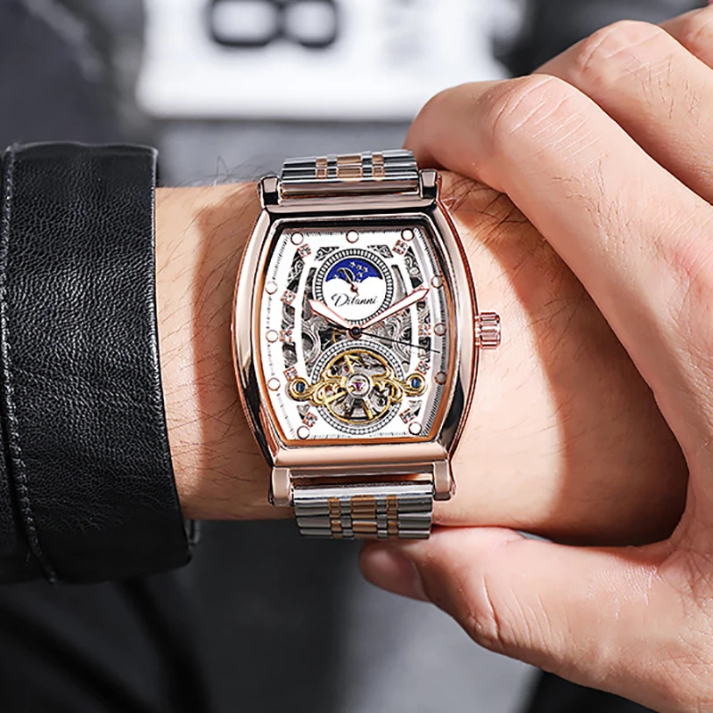 

Часы мужские водонепроницаемые механические с автоподзаводом и ремешком из нержавеющей стали