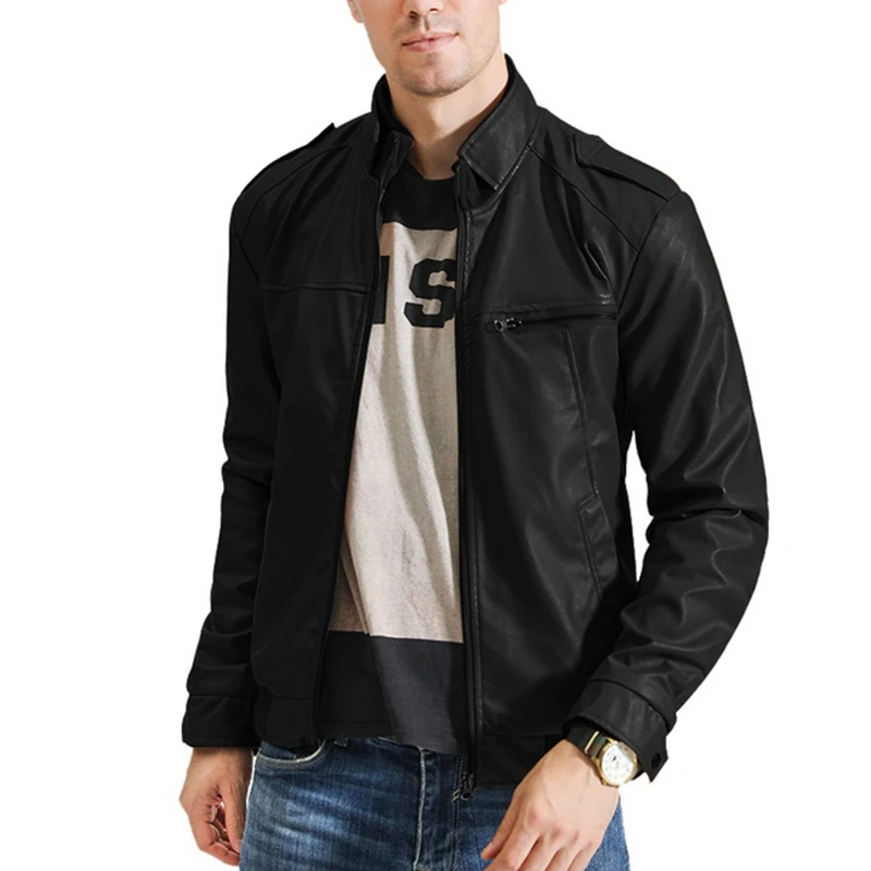 MJARTORIA Брендовые мужские кожаные куртки повседневные на молнии Мотоциклетные