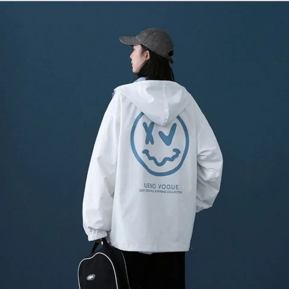 

Summer Thin Hoodie Girl Smile Oversized Tops Females Japan Goth Ulzzang Female Fashion Punk Kawaii Clothes Streetwear Femme
