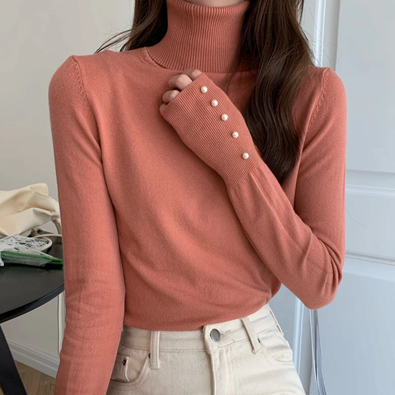 

2020 New Autumn and Winter Turtleneck Pullover Sweater Top Women's Slim Fit Versatile Inner Match Western Style Long Sleeve