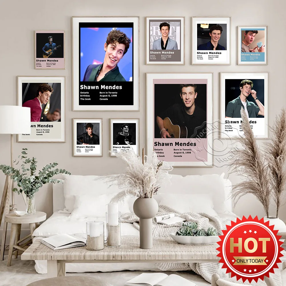 

Hot Singer Shawn Mendes Music Star Art Prints Poster Bar Pub Club Wall Stickers Canvas Painting Modern Minimalist Home Decor