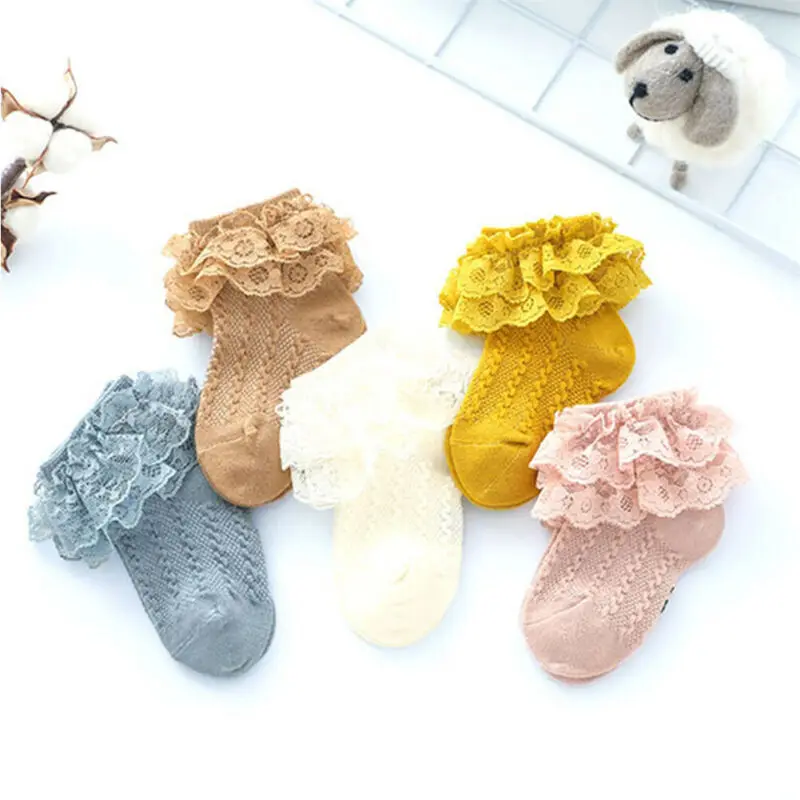 

1 Pair Toddler Kids Baby Girl Princess Warm Cotton Double Lace Tutu Short Socks Infant Newborn Ankle Socks Summer 6M-5Y