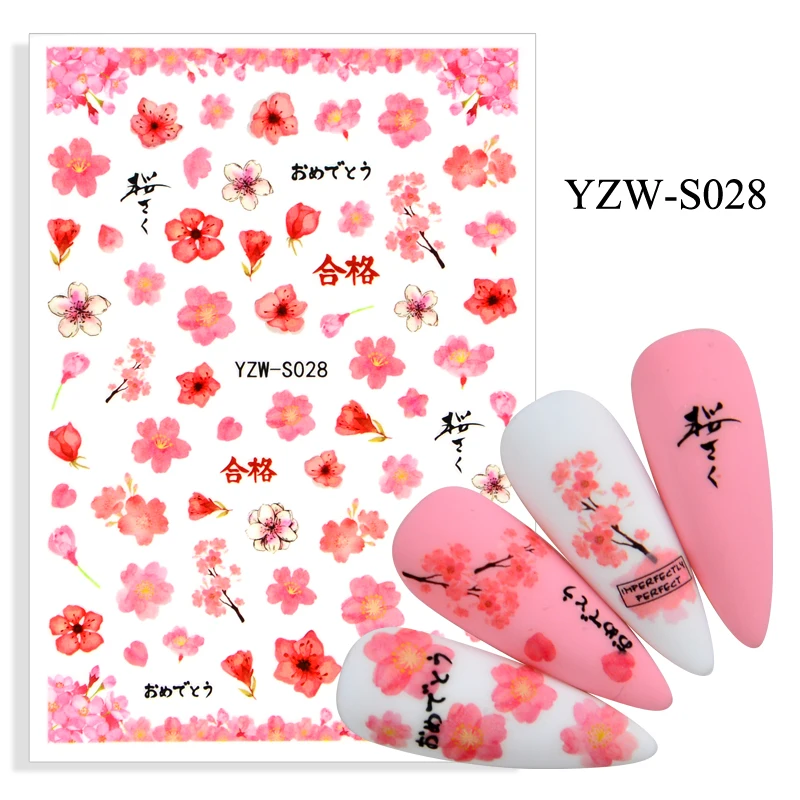 3D наклейки для ногтей розовый цветок персика украшения ногтевого дизайна