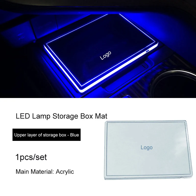 Storage Upper Blue QHCP светодиодный держатель для стакана воды стикер акриловый светильник коробка для хранения коврик украшения аксессуары для Toyota Camry - Название цвета: Storage Upper Blue