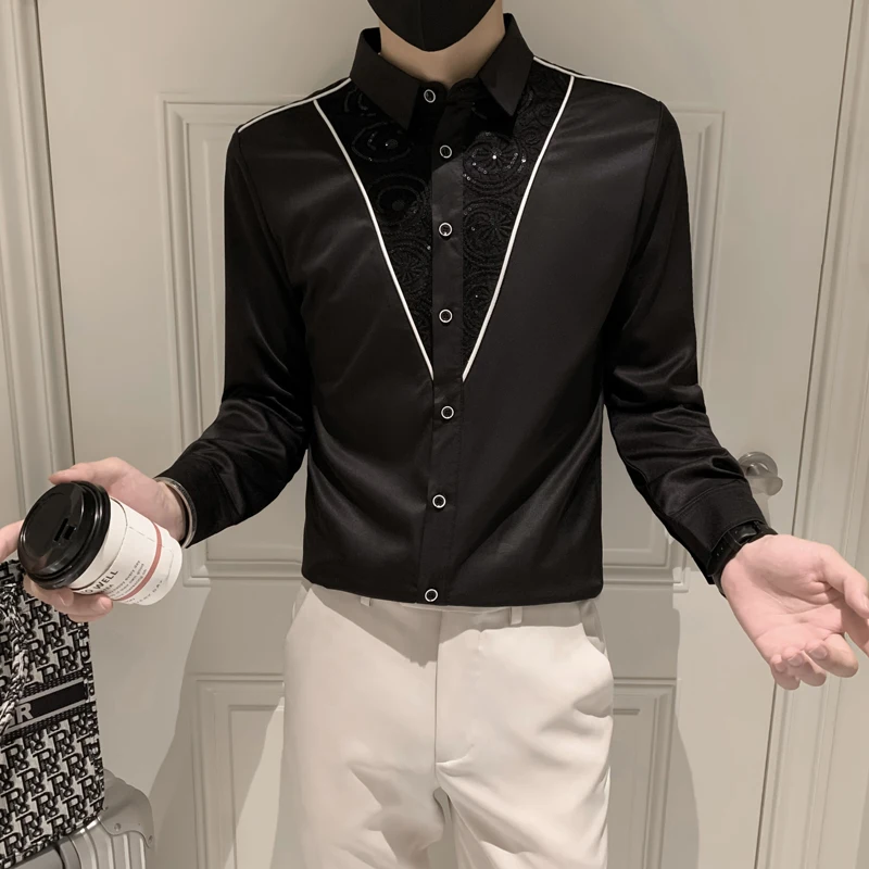 Рубашка мужская осенняя с цветочным принтом длинным рукавом | Мужская одежда