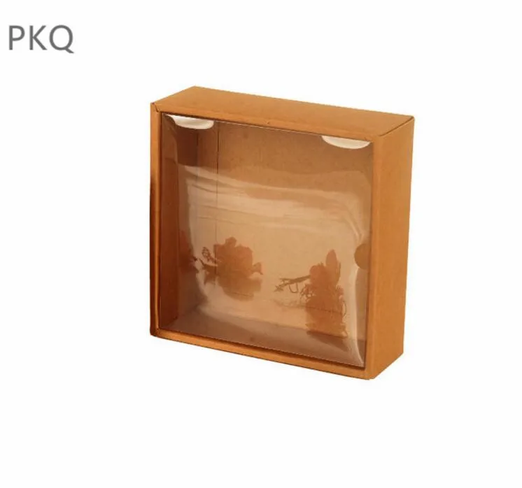 20 шт красная коробка из крафт-бумаги с прозрачным окном черная Подарочная