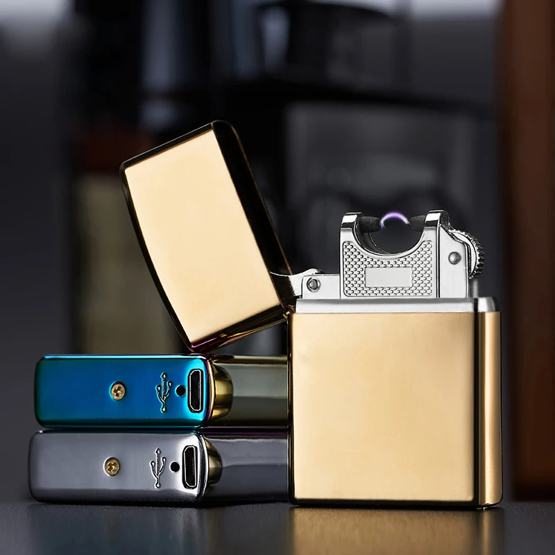 Импульсная дуговая USB Зажигалка Ветрозащитная электрическая зажигалка плазменная перезаряжаемая беспламенная металлическая электронная сигарета пьезо-зажигалка