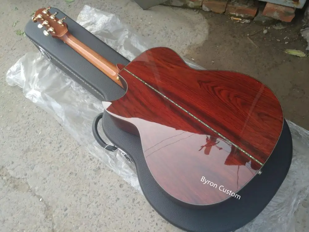 free shipping handmade guitar AAAA all solid wood customize cocobolo single cut design acoustic electric | Спорт и развлечения