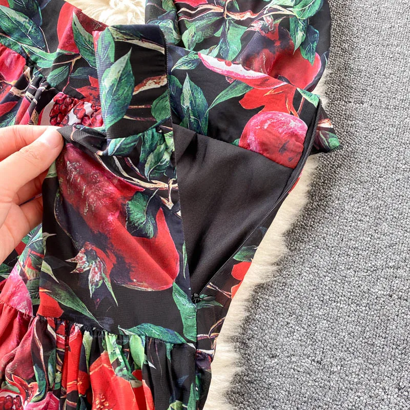 

Summer Chiffon Skirts Sets Womem 2021Bow Print Shirt Long Sleeve Top + High Waist Large Swing Skirt Suits Ladies Two-Piece Set