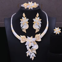 godki gorgeous luxury 4pcs leaf flower bangle ring necklace dangle earring jewelry set for women bridal wedding jewelry sets