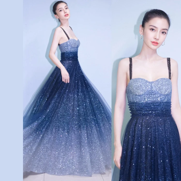 

CHUNLI Large size 2019 Starry gradient sequins annual meeting banquet party dress long dress