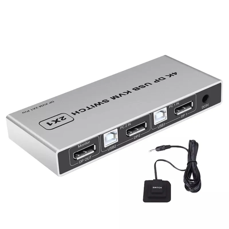 KVM-переключатель DP USB 2*1 4K 8K 60 Гц Displayport 2 в 1 для двух Хостов совместного