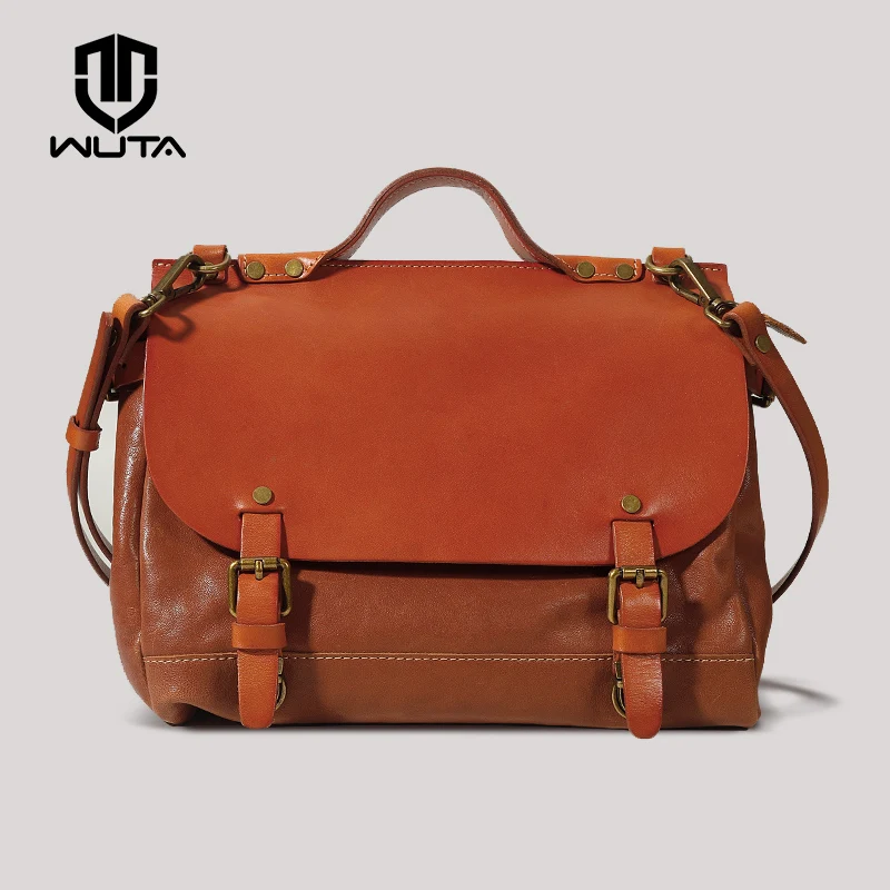 

WUTA Original Handmade Women Tote Handbag Vegetable Tanned Leather High Quality Crossbody Bag for Lady Daily Casual Satchel Bags