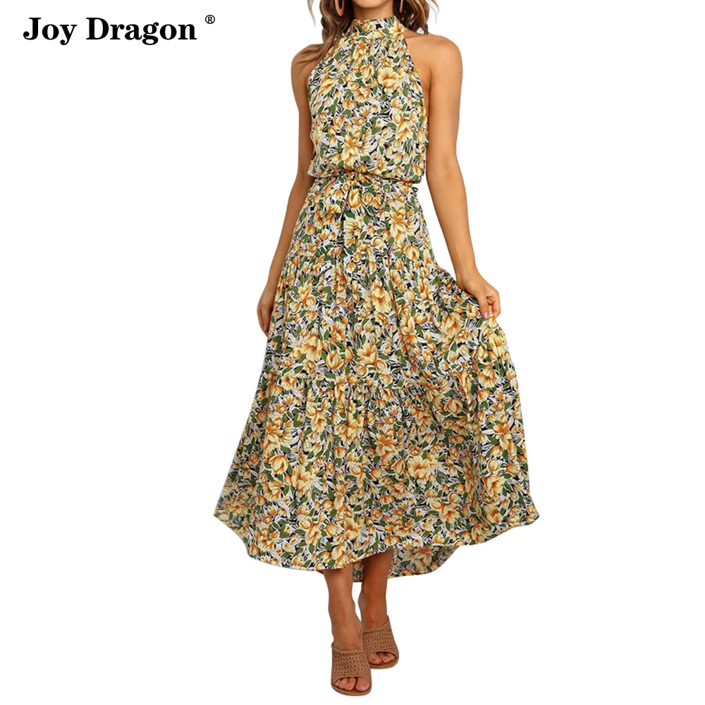 

Women Floral Print Dress Maxi Dresses Summer Spring Zomerjurk Dames Vestido Feminino Sukienki Damskie Robe Femme Kleider Damen