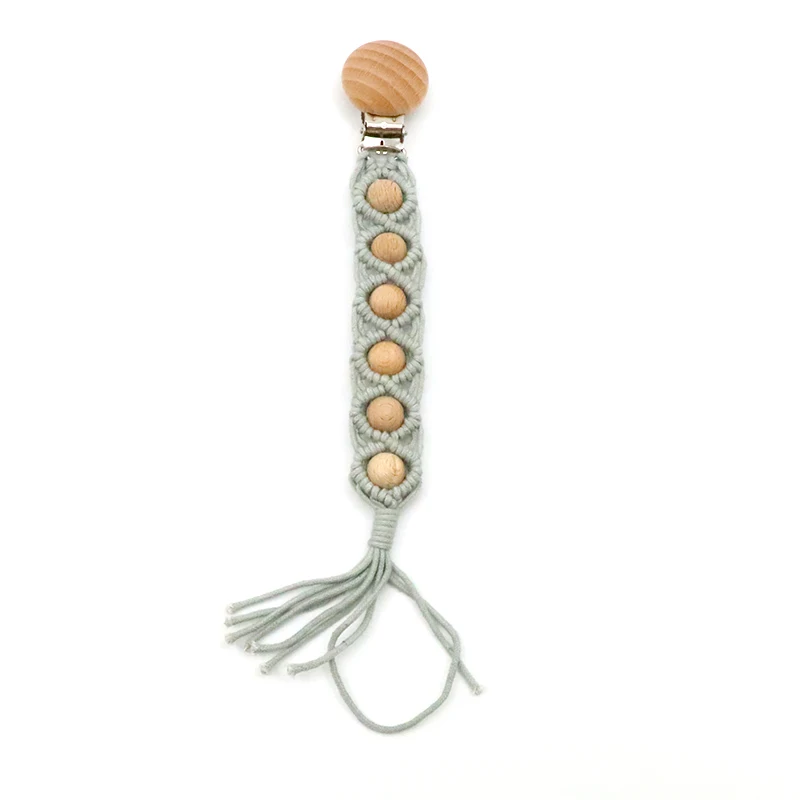 

Baby Pacifier Clips Wooden Beads Weave Pacifier Chain Infant Nipple Appease Soother Chain Dummy Holder Nipple Clip