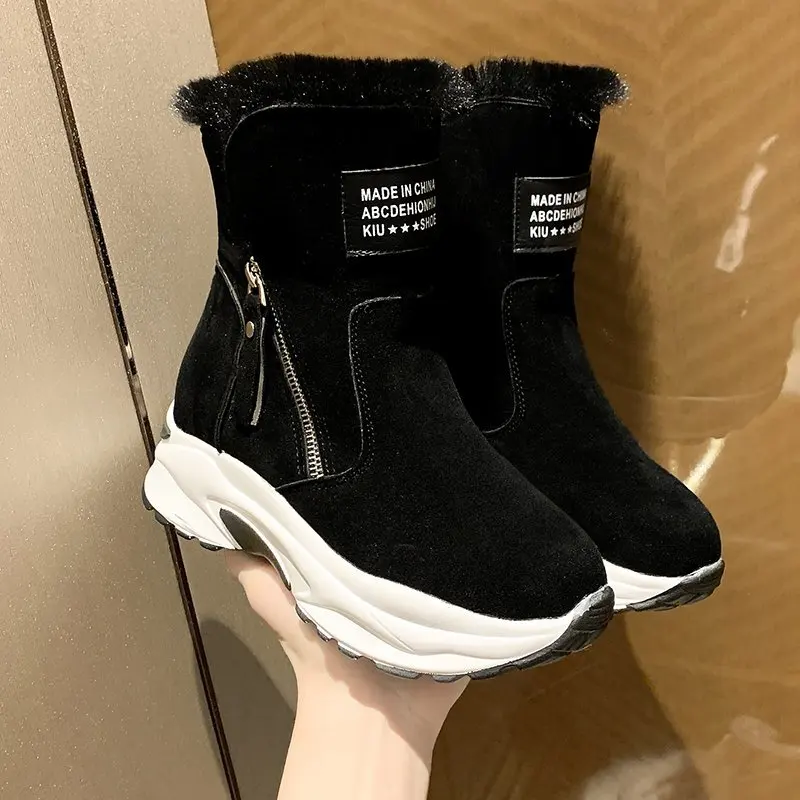 

2021 women winter boots non-slip waterproof snow boots women thick plush zipper warm ankle boots for woman