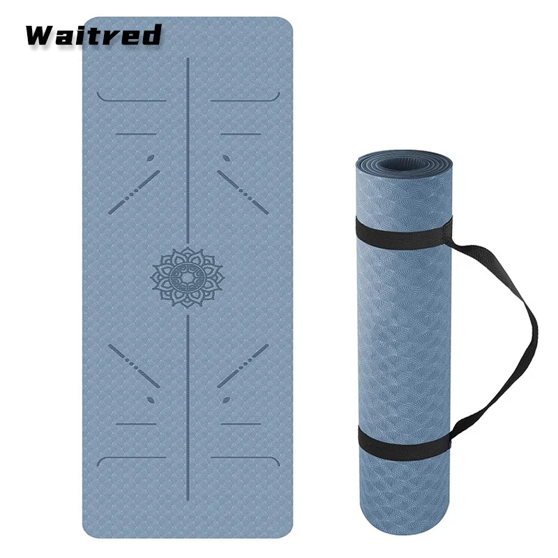 

Waitred TPE Yoga Mat With Position Line 6mm Non-Slip Sports Exercise Pad Beginner Home Gym Fitness Gymnastics Pilates Blanket