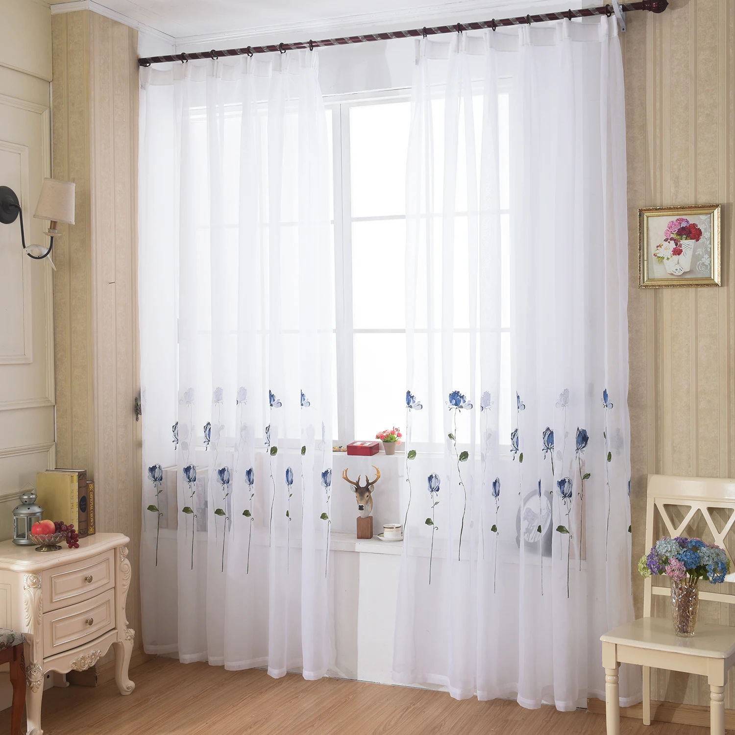Занавески для спальни с вышитыми цветами из натурального хлопка и льна | Дом сад