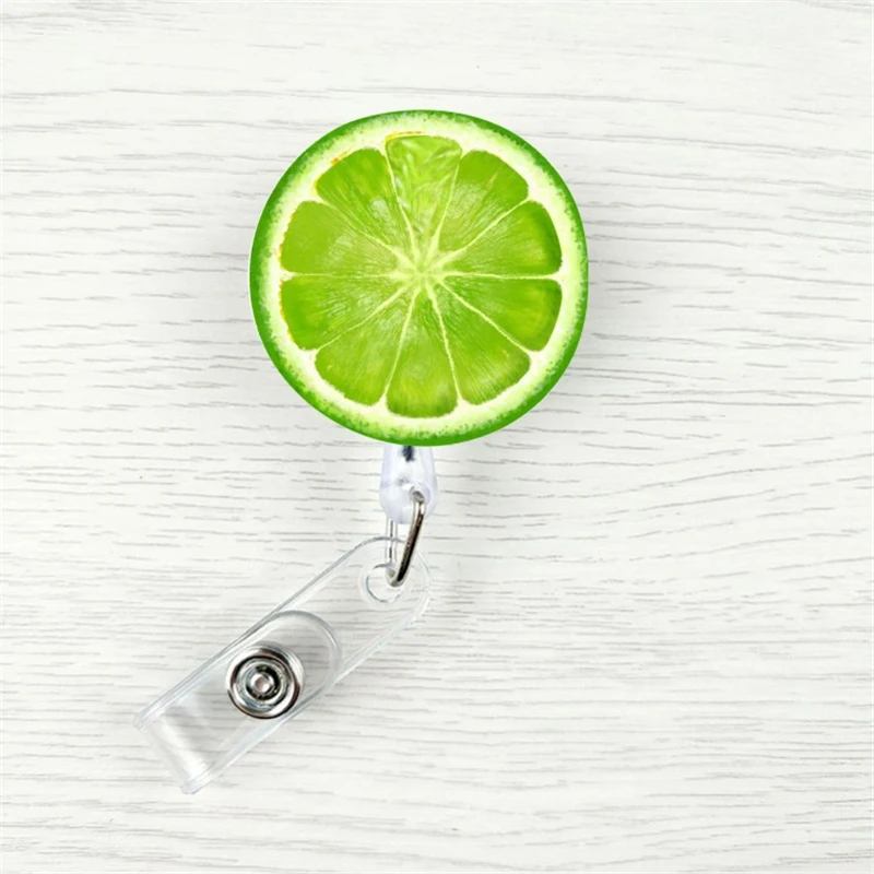 

Fruit Orange Watermelon Style Acrylic Retractable Badge Reel for Students Nurses Name ID Staff Work Card Clip Badge Accessories