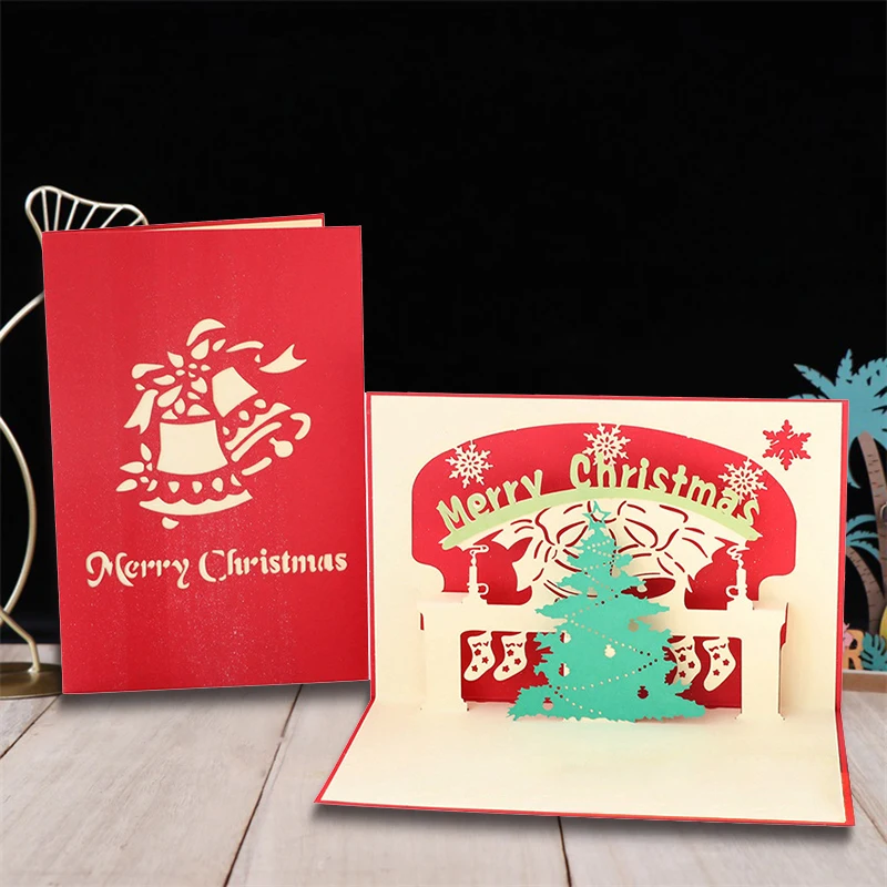 

1/2/5PCS 3D Merry Christmas Tree Pop UP Cards Greeting Card Wedding Invitation Gift Card Thank You Card Postcards with Envelop