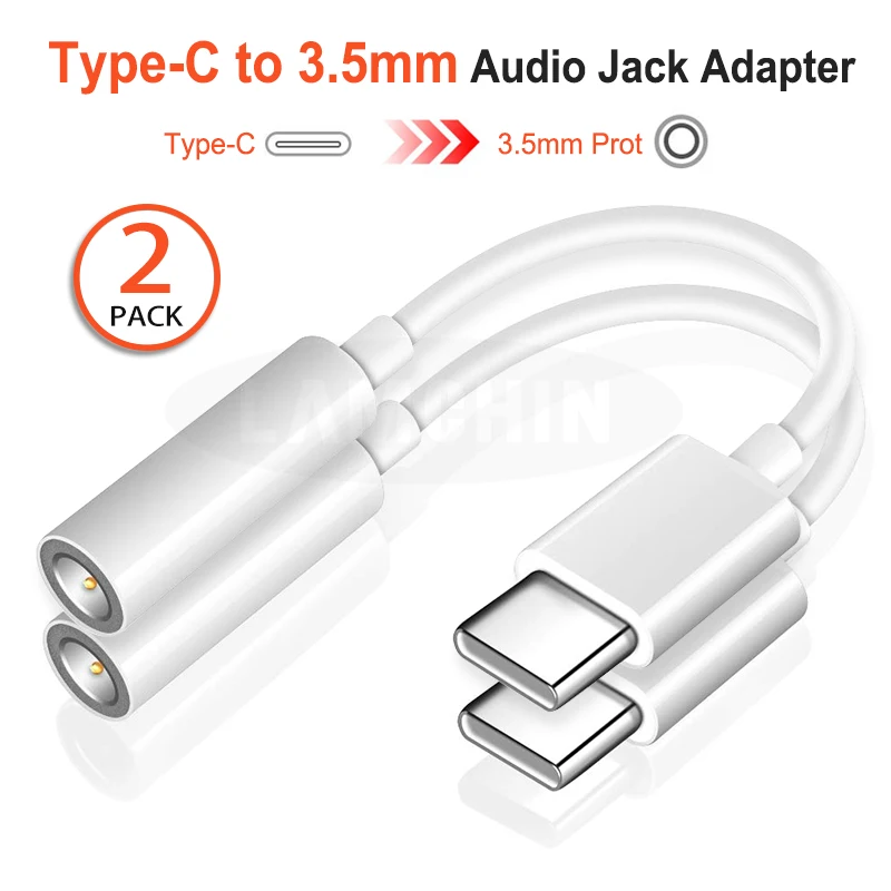 

2PCS USB Type-C Male To 3.5mm Jack Female USB Type C To 3.5 Earphone Audio Aux Cable Adapter Converter for Huawei P30 P20 Pro