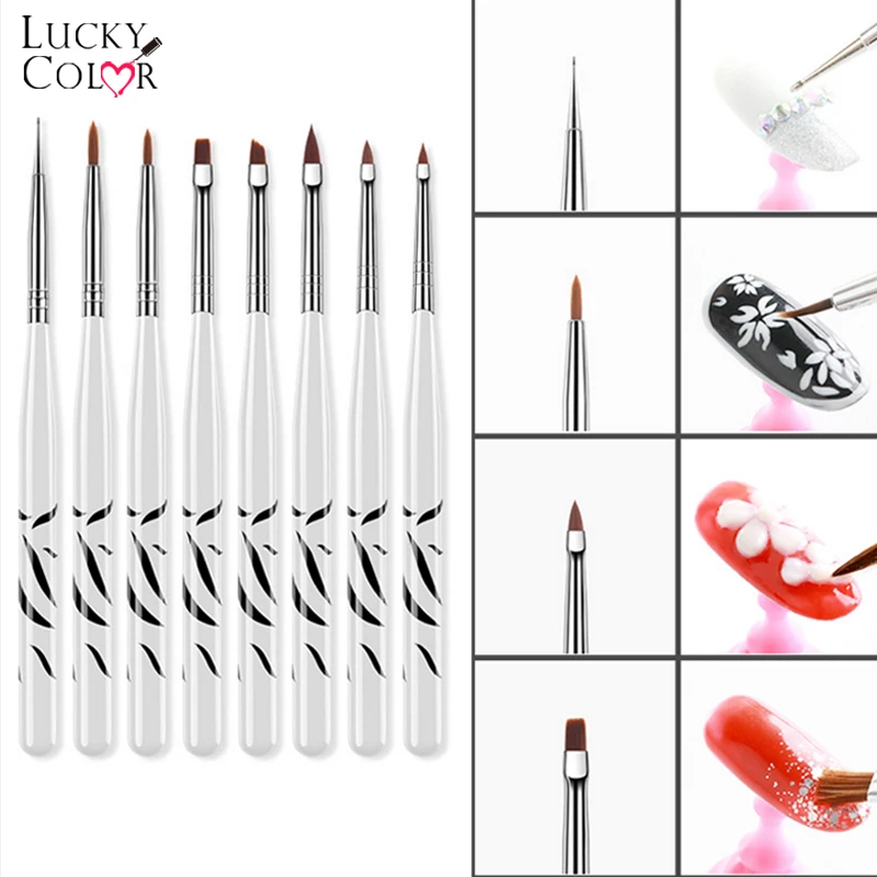 8 шт./1 комплект Zebra УФ-Гелевая Кисть для дизайна ногтей Раскрашивание маникюра