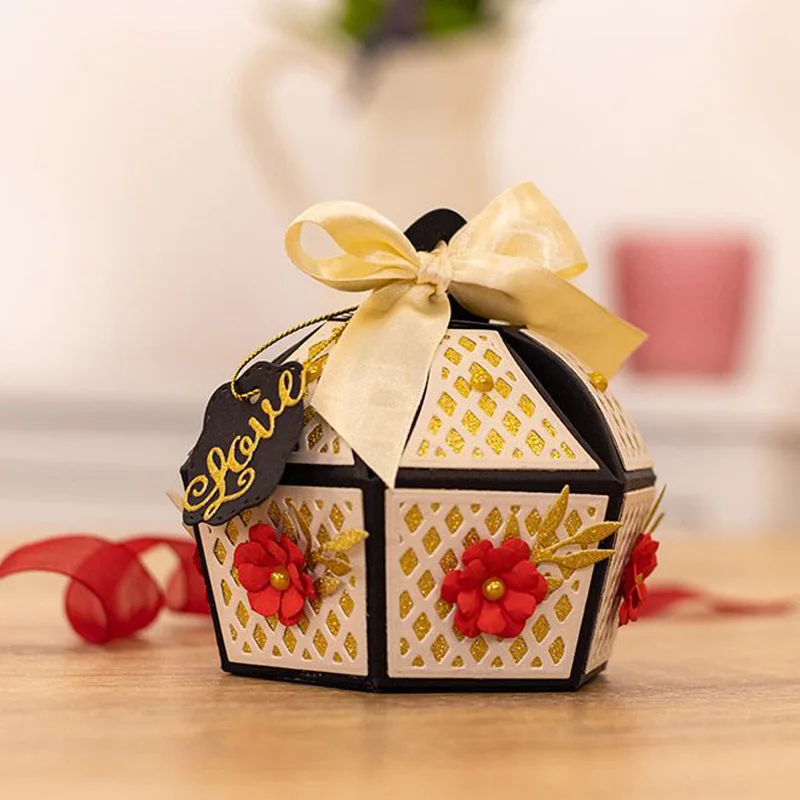 Очаровательная Складная Подарочная коробка металлические Вырубные штампы 3D