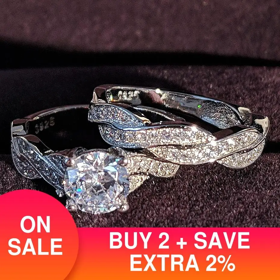 2021 Новое поступление 925 серебро обручальное кольцо набор пара для невесты обувь