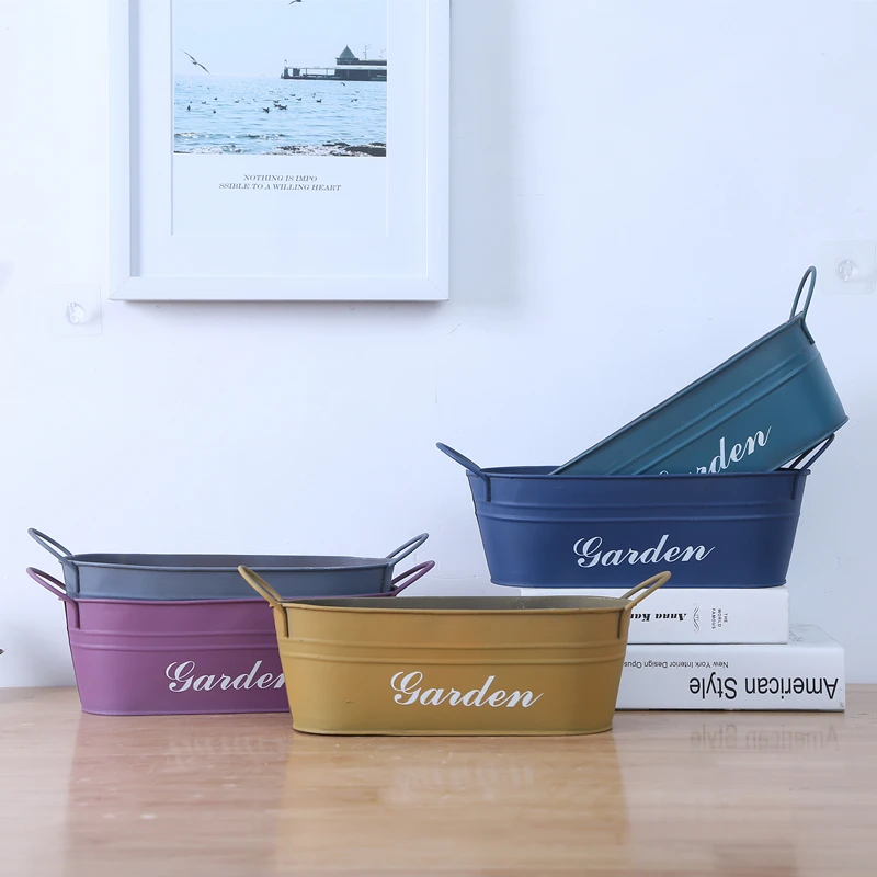 Ретро жестяной вазон для цветов садовый цветочный горшок суккулентных растений