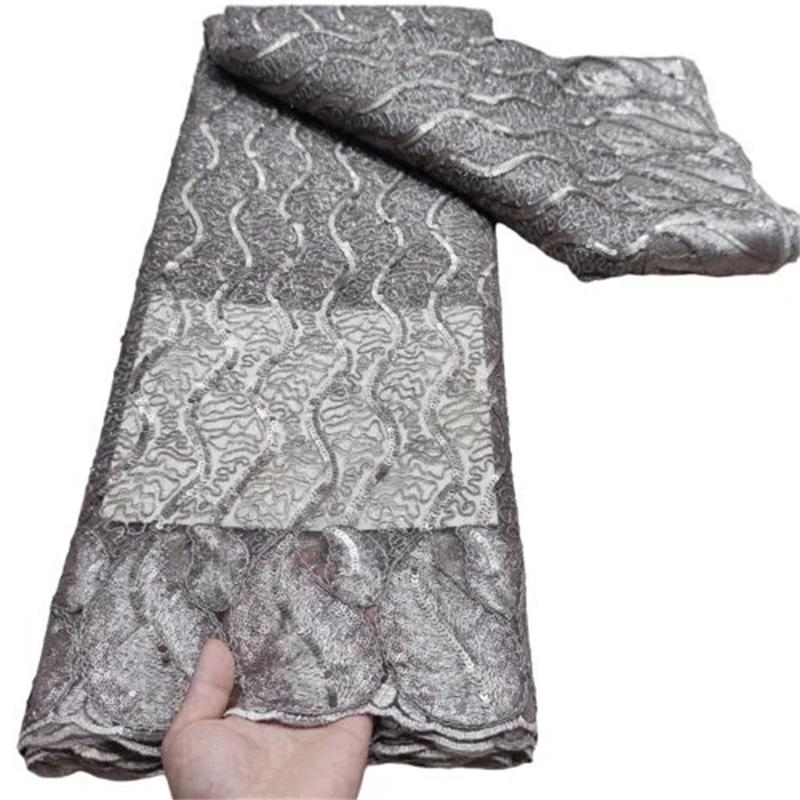 

Silver African Lace Fabric 2022 Royal Blue High Quality Lace With Sequins French Net Lace Fabric Embroidered For Wedding Sewing