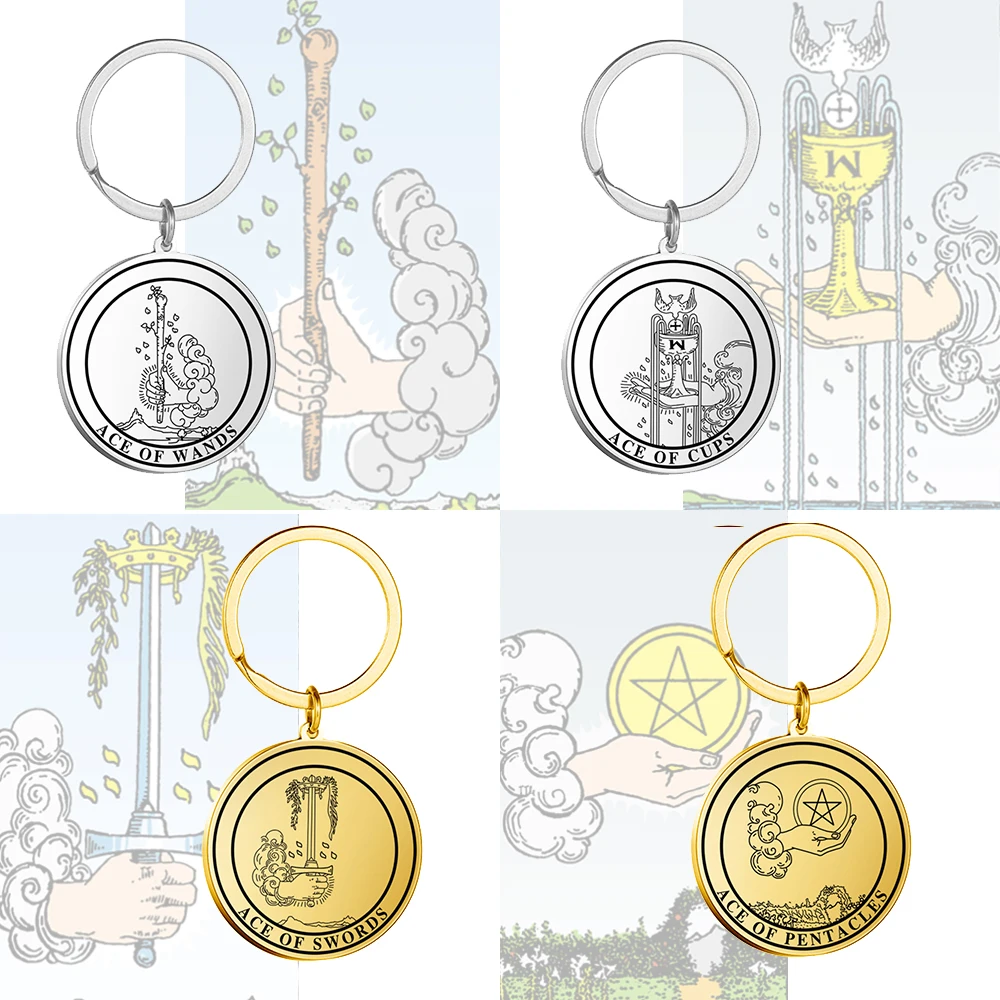 Нержавеющая сталь золотые бриллианты карточки для ТАРО арканы парные брелоки
