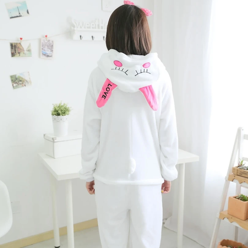 Unisex Adults Animal Pajamas Anime Onesie Rabbit Flannel Cartoon Cute Warm Cosplay Sleepwear