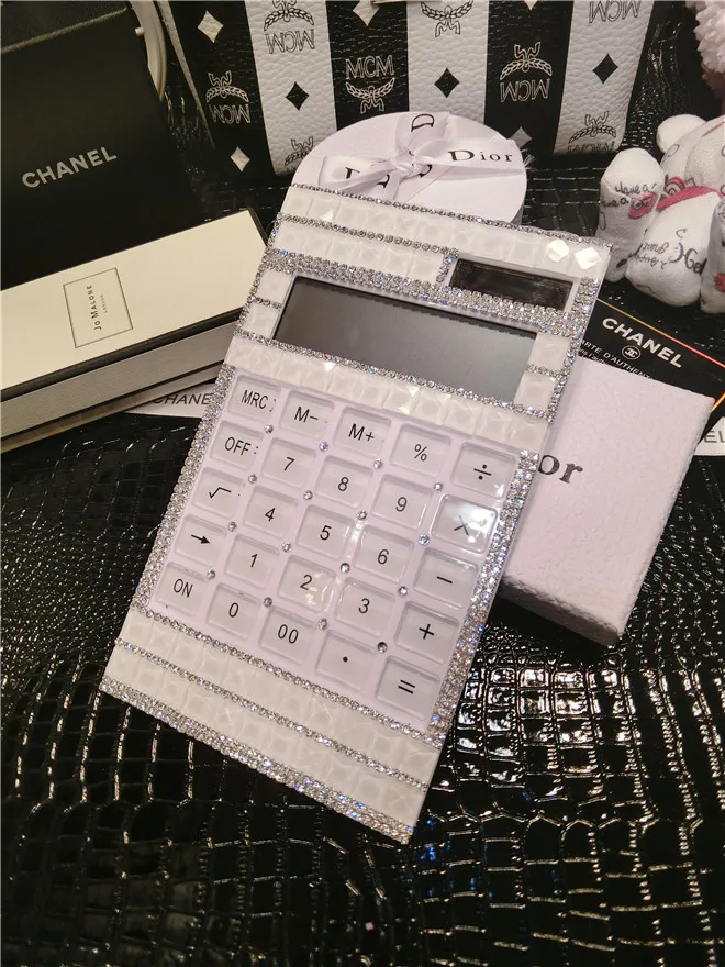 diamond calculator cute with rhinestone shiny solar calculator office electronic calculator mute multi function led screen free global shipping