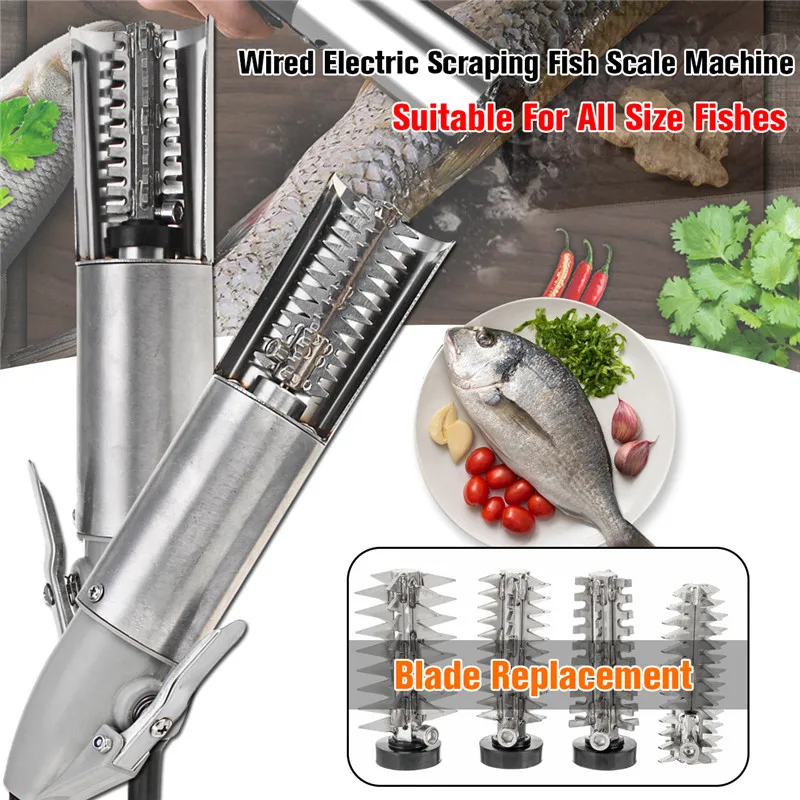 

120W Electric Fish Scaler Fishing Scalers Clean Fish Remover Cleaner Descaler Waterproof Stainless Scraper Seafood Tools
