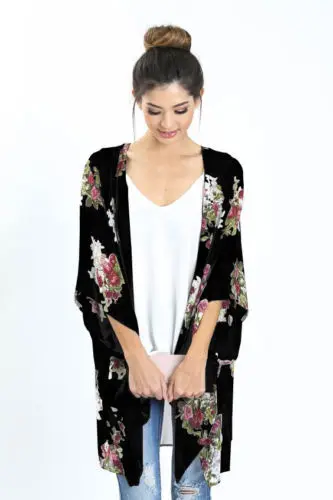 Женский свободный кардиган кимоно с цветочным принтом|Женские куртки| |