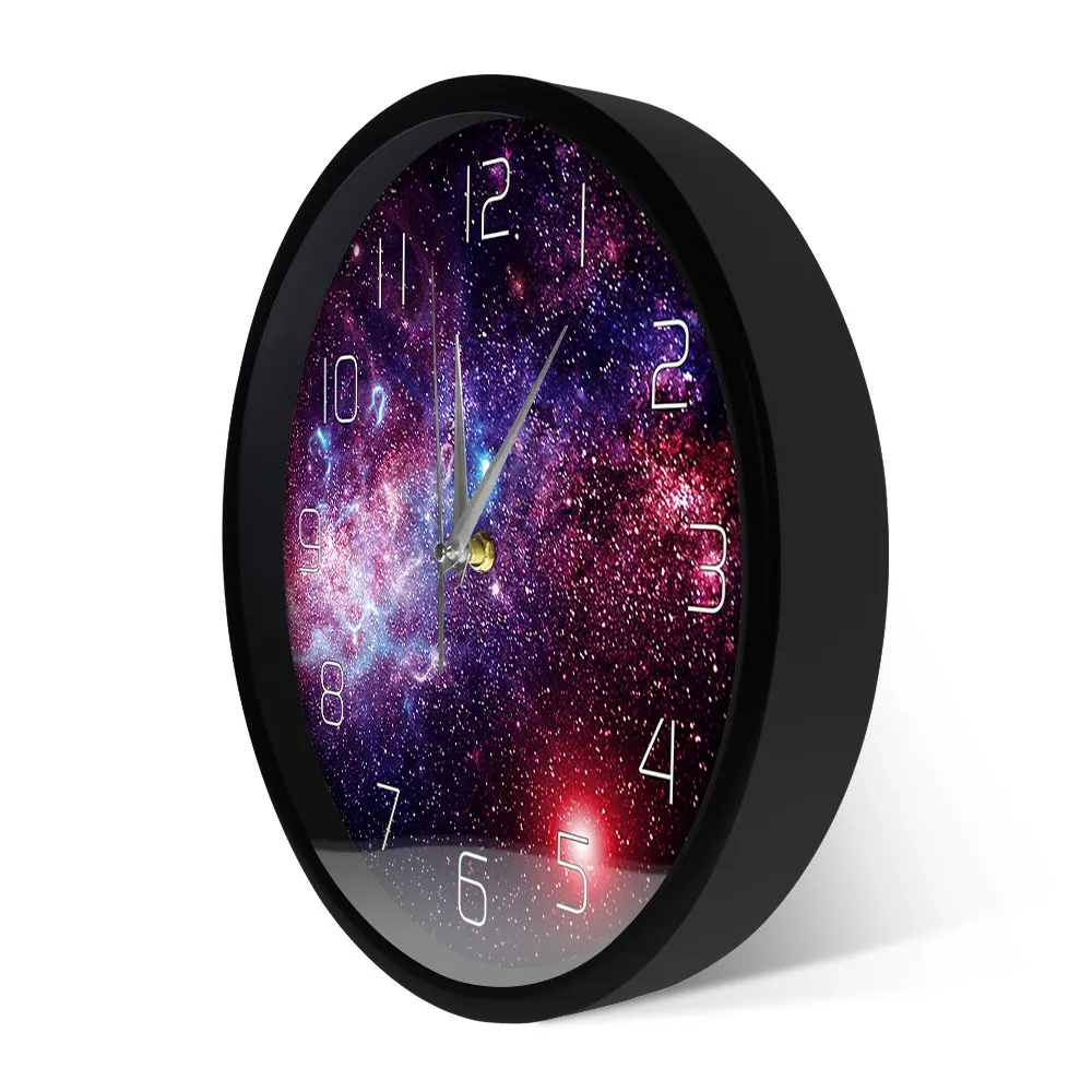 Настенные часы с изображением Вселенной космоса галактики без тикания звездное