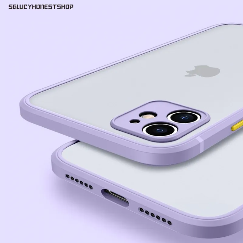 

Shockproof Armor Matte Case For iPhone 12 Pro 11 Pro Max Xs Max XR X 6 7 8 Plus SE2 Luxury Silicone Bumper Clear Hard PC Cover