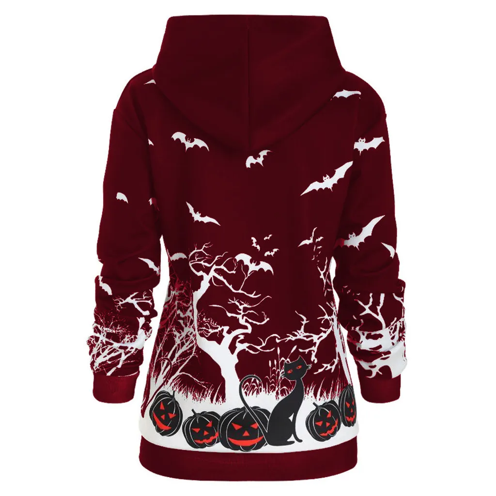 3D печатных Хэллоуин женские длинные толстовки платье с длинным рукавом