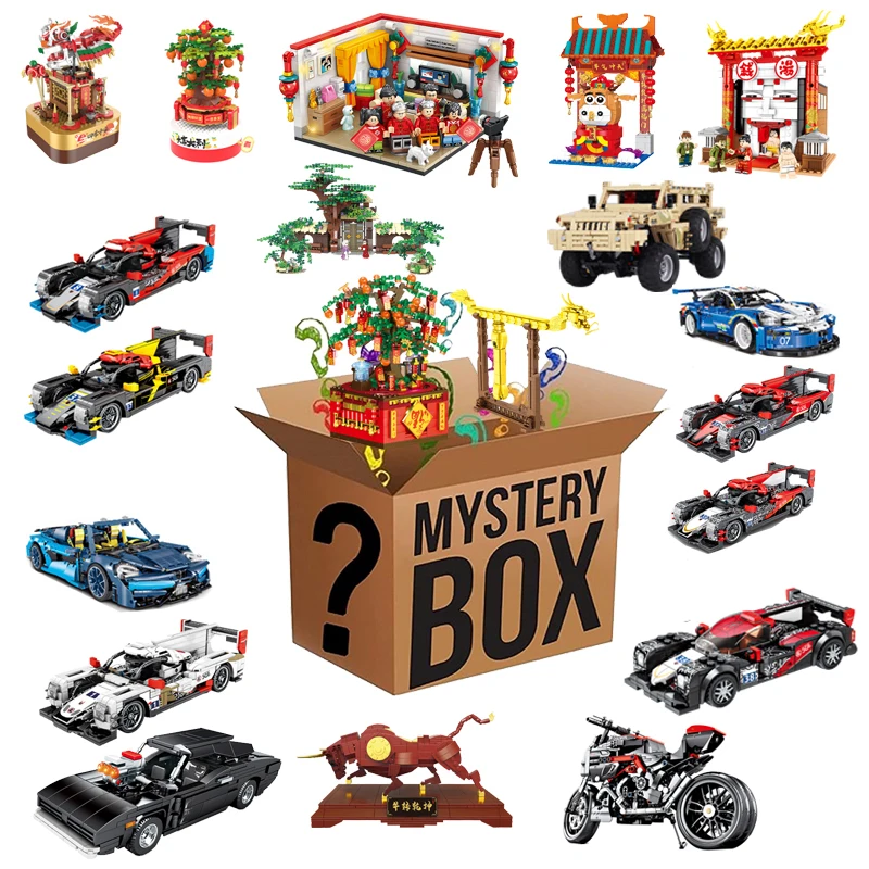 Nuevo 100% Lucky Surprise Caja ciega misteriosa Bolsa de la suerte Bloques de construcción ensamblados Ladrillos de juguete Juego de regalo de vacaciones de alta calidad