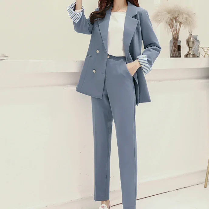 Офисный Женский комплект из 2 предметов деловой офисный Блейзер пиджак костюмы