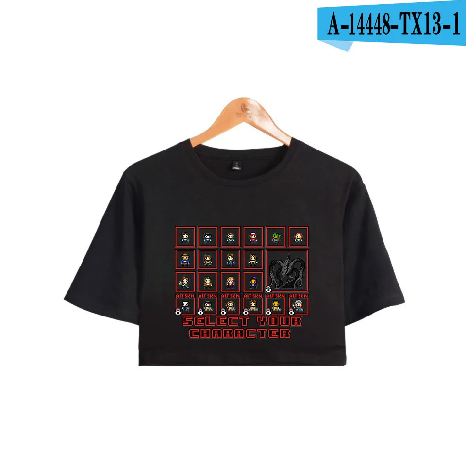 black Футболка для девочек, футболки с пупками, короткие футболки Harajuku, сексуальные модные летние топы с открытым животом, футболки для женщин - Цвет: black