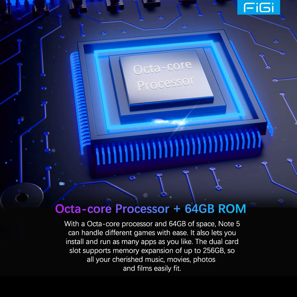 FIGI-tel&eacute;fono inteligente Note 5, pantalla completa de 6,6 pulgadas, 4GB de RAM, 64GB de ROM, desbloqueo, Android 11, Octa Core, CPU, 4500mAh, c&aacute;mara trasera de 13MP-3