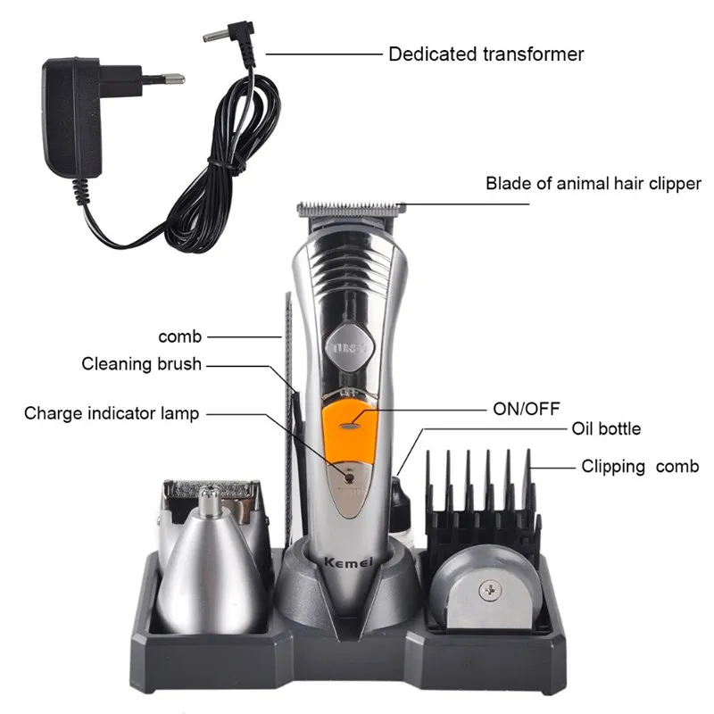 Kemei триммер 7 в 1 электрическая машинка для стрижки волос Водонепроницаемая