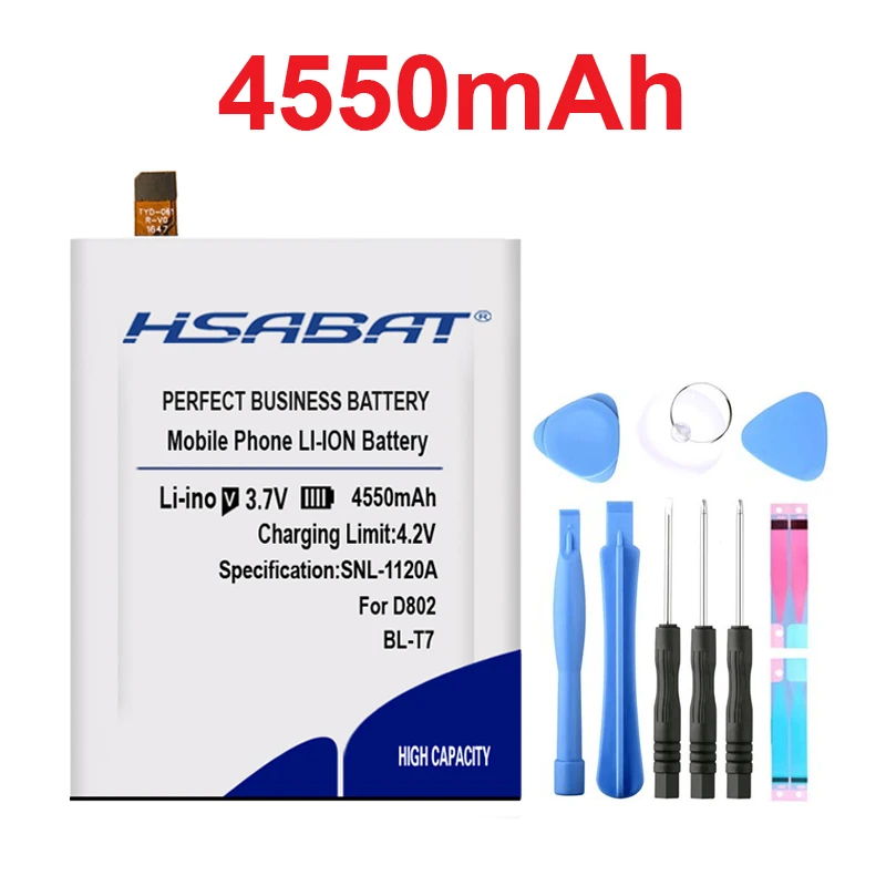 HSABAT BL-T7 Батарея 4550 мА/ч, для lg Optimus G2 D802 D803 4 аппарат не привязан к оператору сотовой связи D800 D801 LS980 Батарея BLT7 BL T7 для lg T7 Батарея