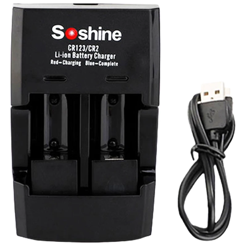 Умное быстрое зарядное устройство Soshine для Li-ion батарей RCR123 RCR2 CR2 16340 17335 с