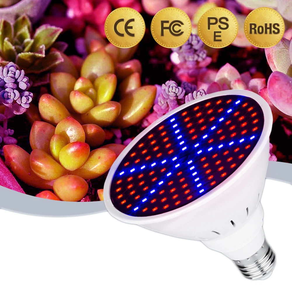 Светодиодный светильник для растений 220 В светодиодный выращивания E27 красный и