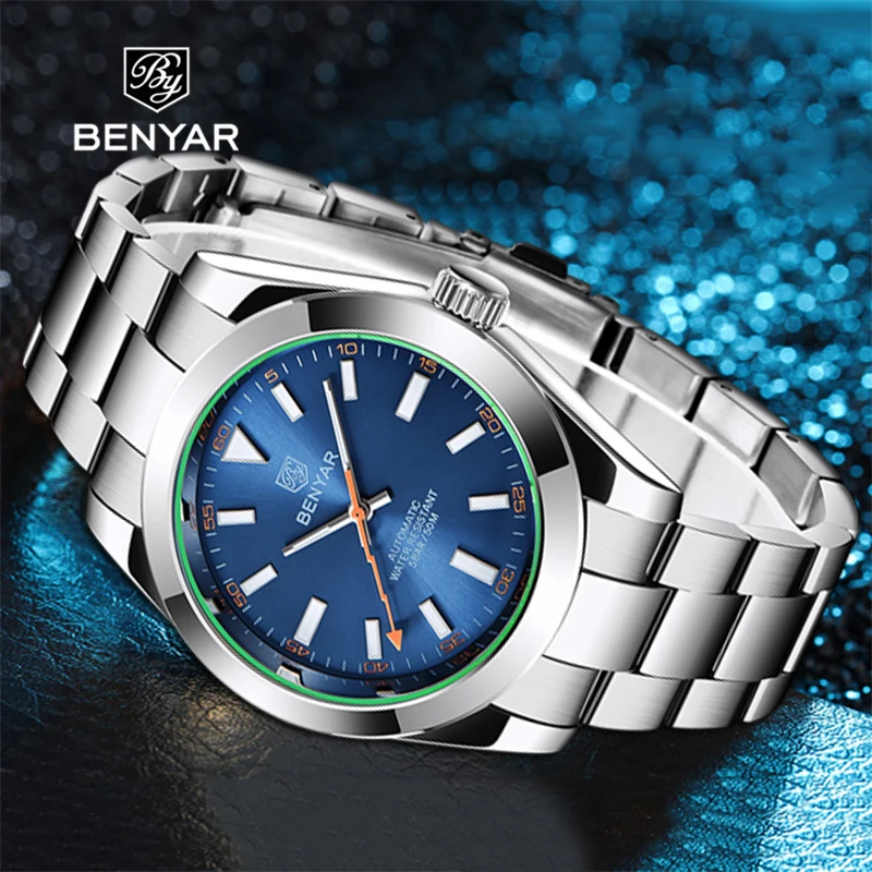 BENYAR Automatic Mechanical Watch Watch Men's Watch New Top Business Luminous 50M Waterproof Stainless Steel Case Sports Fashion