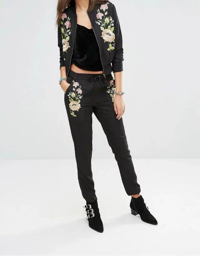 Новинка 2017 года женские винтажные элегантные цветочные вышивка Poclets тонкие узкие