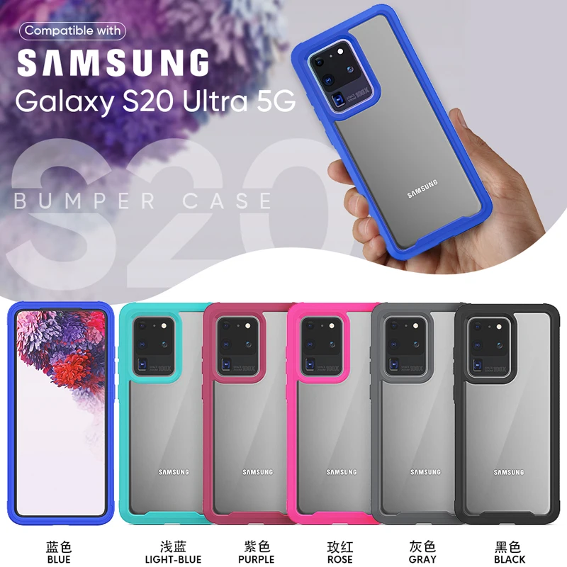 

For Samsung Galaxy S20 Ultra 5G Case Transparent Hybrid TPU Bumper with Camera Protection Phone Cover For Galaxy S20 S20+